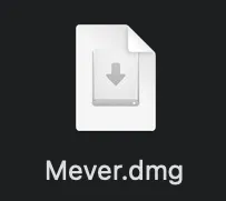 Screenshot of the downloaded Mever.dmg file